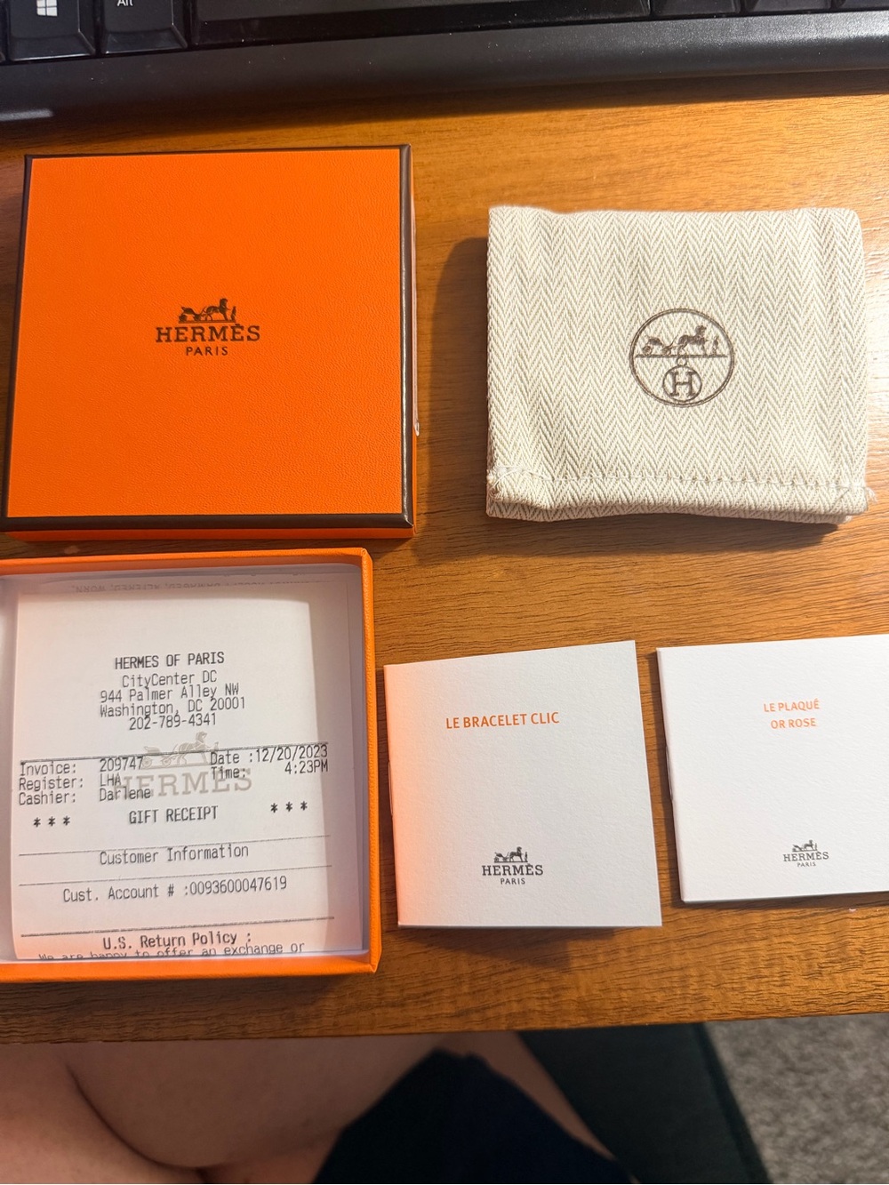 Hermes Clic H Bracelet Rose Gold and Black Enamel Size GM (7cm) w/ box and bag